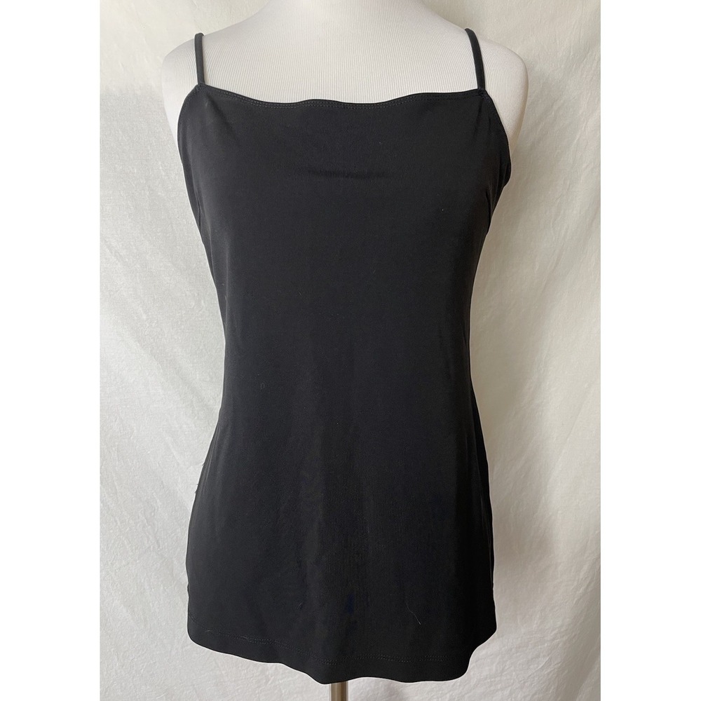 Moda International Tank Top Womens Medium M Black Stretch Side Slits